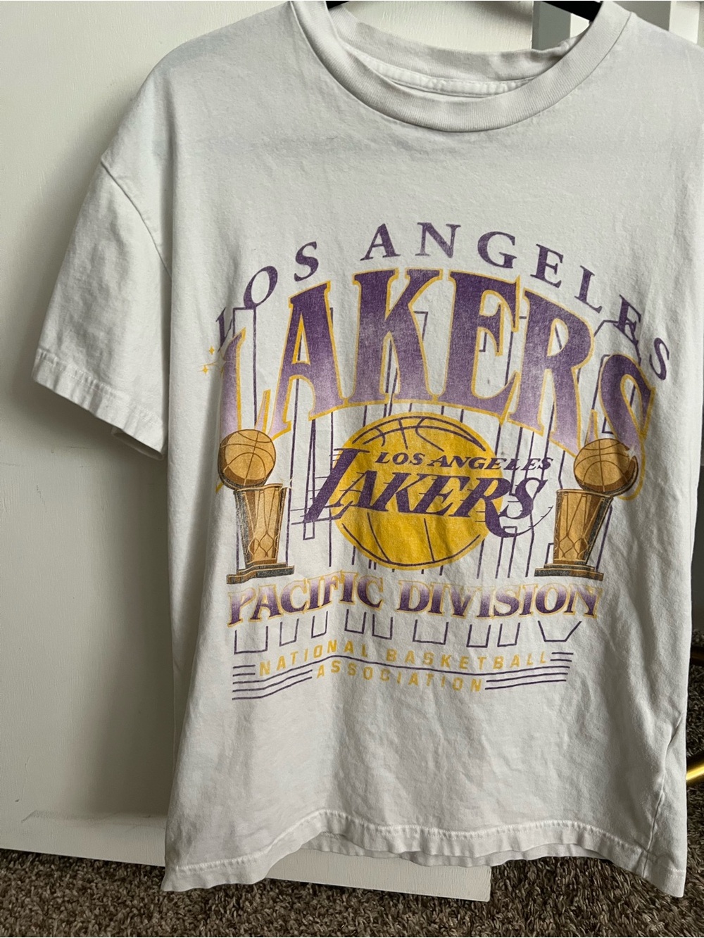 Abercrombie & Fitch White Tee with Purple & Gold Lakers Graphic